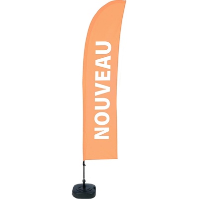 Jansen Display Beach Flag Budget Wind Complete Set New Orange French, 1010 x 4305 mm