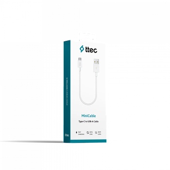 Image 1 of Ttec Кабел ttec Mini cable 30cm Type-C USB Charge / Data, White