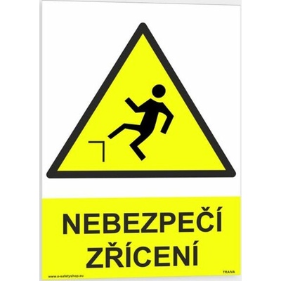 Traiva s.r.o. Nebezpečí zřícení Verze: Plast 148 x 210 mm (A5) tl. 2 mm - Kód: 06916