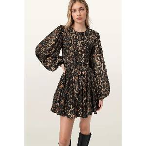 AllSaints разкроена рокля от памук CHIA (W014DE)