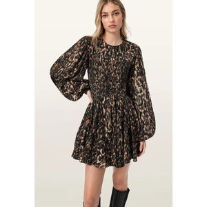 AllSaints разкроена рокля от памук CHIA (W014DE)