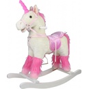 Teddies Kůň houpací bílý jednorožec plyš na baterie 71cm se zvukem a pohybem