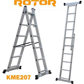 ROTOR Стълба алуминиева, сгъваема, 2x7 стъпала, 3.2 м, ROTOR KME207 (KME207)