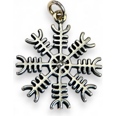 Drakkaria Aegishjalmur islandská magická runa stříbrný přívěsek P3583