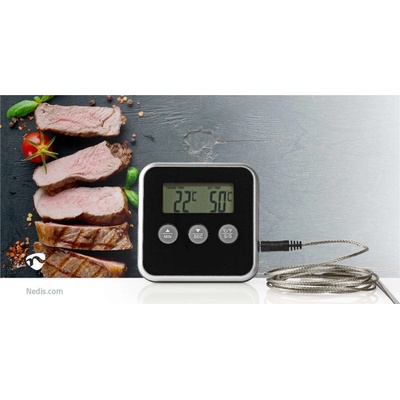 Teplomer na mäso | Časovač / Alarm | LCD displej | 0 - 250 °C | Strieborná / čierna
