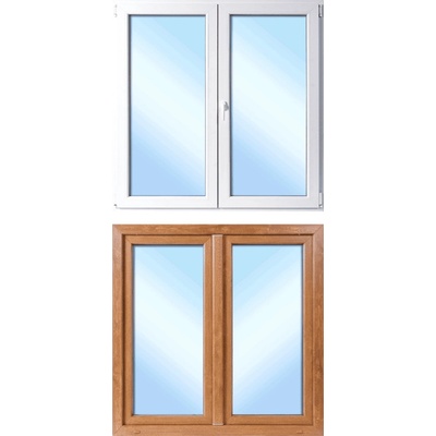 OknaDvereNaMiru.cz Dvoukřídlé plastové okno Otevíravé + Otevíravé i sklopné, zlatý dub / bílá, 120x120 cm – Hledejceny.cz