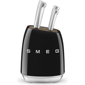 Smeg Комплект ножове със стойка smeg kbsf02bl, 7 части, Слотове от акациево дърво, Немска неръждаема стомана, Черен (kbsf02bl)