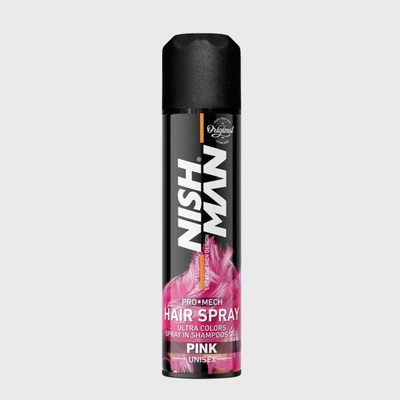 Nish Man Pro Mech Hair Spray Pink barevný sprej na vlasy růžový 150 ml