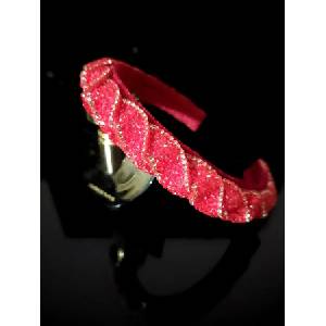 Radi handmade Диадема за коса с червено кадифе и кристали (756)