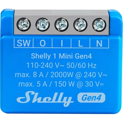 Shelly 1 Mini Gen4 spínací modul 1x 8A (WiFi, Bluetooth, Zigbee, Matter) SHELLY-1-Mini-Gen4-1779