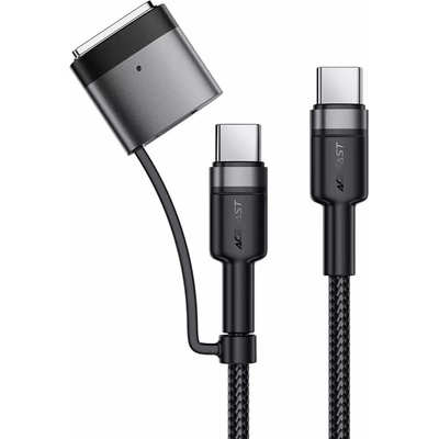 ACEFAST Качествен USB-C към USB-C кабел с MagSafe 3 адаптер - Acefast 2in1 USB-C to USB-C and MagSafe 3 Adapter Cable 240W (120 см) (черен) (C22-05)