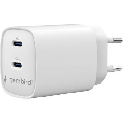 Gembird 2-портово USB зарядно устройство с бързо зареждане, 45 W, бяло TA-UC-2C-PD45-01-W (TA-UC-2C-PD45-01-W)