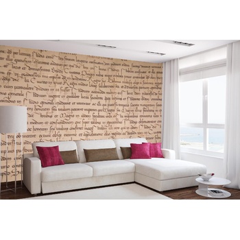 DIMEX ART s. r. o Самозалепваща се флизелинова фототапета антикварен текст 375 x 250 см