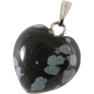 Milujeme Kameny Obsidián vločkový - přívěsek srdce cca 1.5 cm