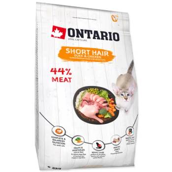 Image 1 of ONTARIO SHORTHAIR Adult duck chicken cat food - суха храна за късокосмести котки над 1 година с патешко и пилешко месо 2 кг, Чехия 213-10335