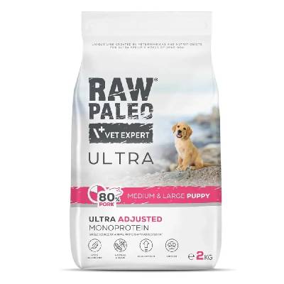 RAW PALEO Ultra Pork Medium & Large Puppy - суха храна за кучета - 2 кг (5902414211858)