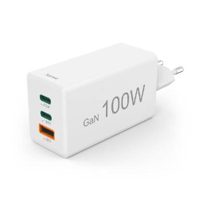 Бързо зарядно 220V, 100 W GaN, 2x USB-C PD, 1x USB-A QC (HAMA-201997)