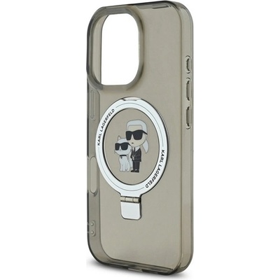 CG Mobile Apple iPhone 16 Pro Max KARL LAGERFELD RINGSTAND KARL AND CHOUPETTE MAGSAFE Силиконов удароустойчив протектор за телефон, ЧЕРЕН KLHMP16XHMRSKCK (KLHMP16XHMRSKCK)
