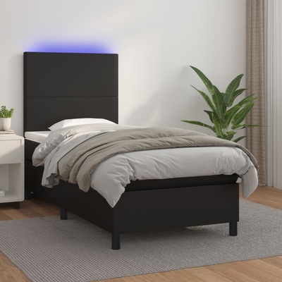 vidaXL 3135790 Boxspring postel s matrací a LED umělá kůže / barva Černá