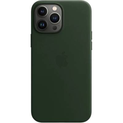 Apple Оригинален гръб Apple Leather Case with MagSafe за iPhone 13 Pro Max - Зелен, MM1Q3ZM/A