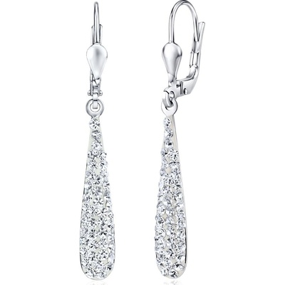 SILVEGO strieborné náušnice kvapky Swarovski Crystals číre B36106w