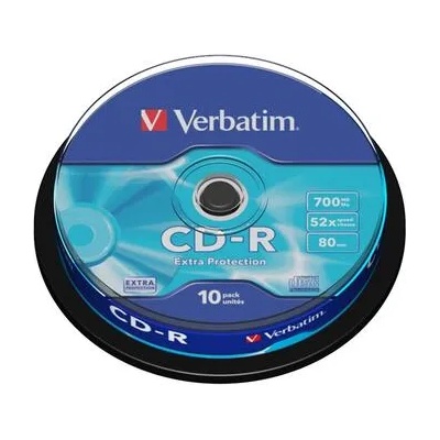 Verbatim CD-R, 700 MB, 52x, със защитно покритие, 10 броя в шпиндел (043437)