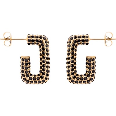 Franco Bene Zahnuté náušnice s černými zirkony pozlacené 1425