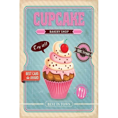 Ceduľa Cupcakes Bakery 30cm x 20cm Plechová tabuľa