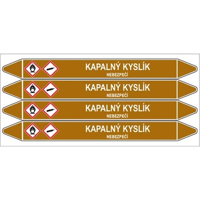 Značení potrubí, kapalný kyslík,4 ks, 250 × 26 mm PZ 008191