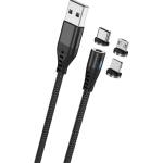 Maxlife Кабел за зареждане 3в1 USB - Type-C/lightning/microUSB, 100 см, ЧЕРЕН MXUC-02 (MXUC-02)