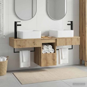 vidaXL Комплект шкафове за баня 3 бр. Дъб артизан 136 x 35 x 80 см (3405616)