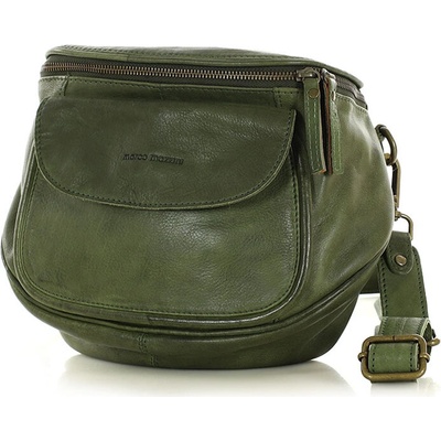 Mazzini Marco Kožená polokrúhla crossbody kabelka zelená