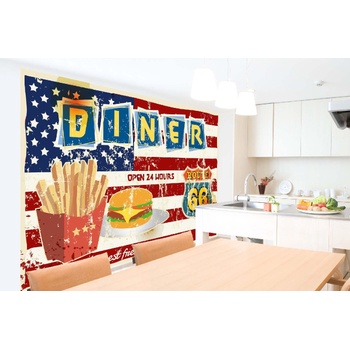 DIMEX ART s. r. o Самозалепваща се флизелинова фототапета ретро плакат - вечеря 375 x 250 см