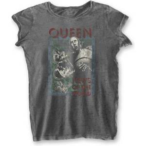 Queen News of the World Burnout Charcoal Grey S Дамски Риза (QUBOTS02LC01)