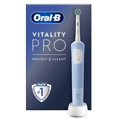Oral-B Електрическа четка за зъби Oral-B Vitality Pro, 2D почистване, 3 програми, 1 зарядно устройство, 1 накрайник, Син (Oral-B Vitality Pro Blue)
