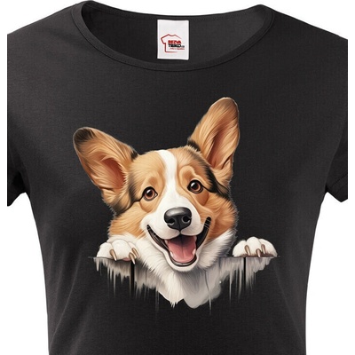 Bezvatriko.cz Dámské tričko Welsh Corgi Pembroke Černá Canvas Dámské tričko s krátkým rukávem 2232