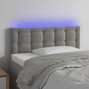 vidaXL LED горна табла за легло, светлосива, 80x5x78/88 см, кадифе (3122076)