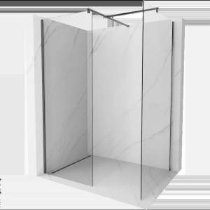 Mexen Kioto фиксирана душ преграда Walk-in 150 x 105 см, прозрачна, четка gun gray - 800-150-202-66-00-105 (800-150-202-66-00-105)
