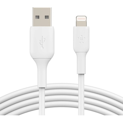 Кабел Belkin - CAA001bt0MWH, Lightning/USB-A, 0.15 m, бял (CAA001bt0MWH)