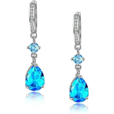 Elanis Jewel Dámské náušnice Brillance Princess Sea Blue se zirkony EJ00633