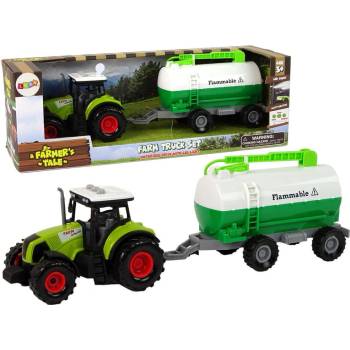 Lean-toys Detský traktor s prívesom Cisternová automobilová farma
