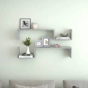 vidaXL Стенни рафтове 2 бр бетонно сиви 100x15x20 см инженерно дърво (807272)