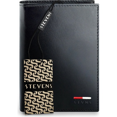 Pánska kožená peňaženka Stevens Premium RFID čierna s rozkladateľnou sekciou