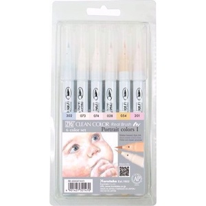 ZIG Clean Color Четка Писалка Комплект с 6 бр. Портретни цветове (RB-6000AT/6VD)
