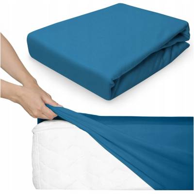Łóżkoholicy Prostěradlo modré s gumou jersey 160x200