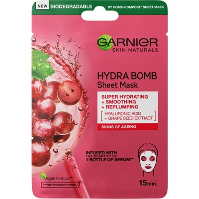 Garnier Skin Naturals Hydra Bomb v textilní maska s výtažkem z hroznů 28 g – Zboží Mobilmania