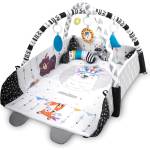 RicoKids Килимче за игра 3в1 с мост за игра и възглавничка - Животни - черно и бяло (7318_)