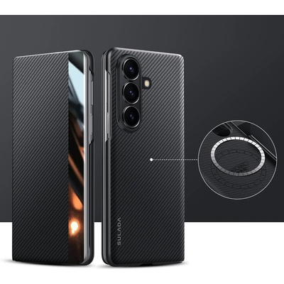 Samsung Калъф с протектор SULADA Kevlar за Samsung Galaxy Z Fold7 5G - смарт капак, кожена текстура и магнитна функция, различни цветове