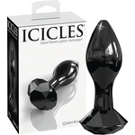 Icicles No. 78 - конусовидно стъклено анално дилдо (черно) - desirel