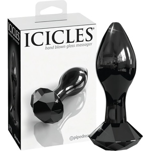 Icicles No. 78 - конусовидно стъклено анално дилдо (черно)